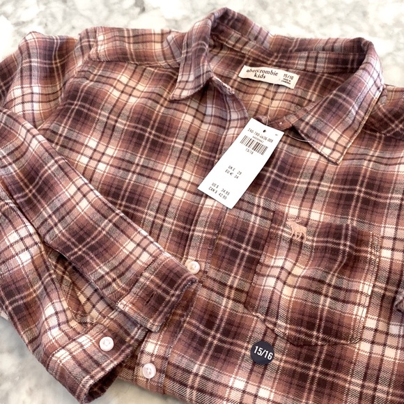 Abercrombie kids flannel. Pink,mauve, creme tones. Brand new with tags! - Picture 1 of 4